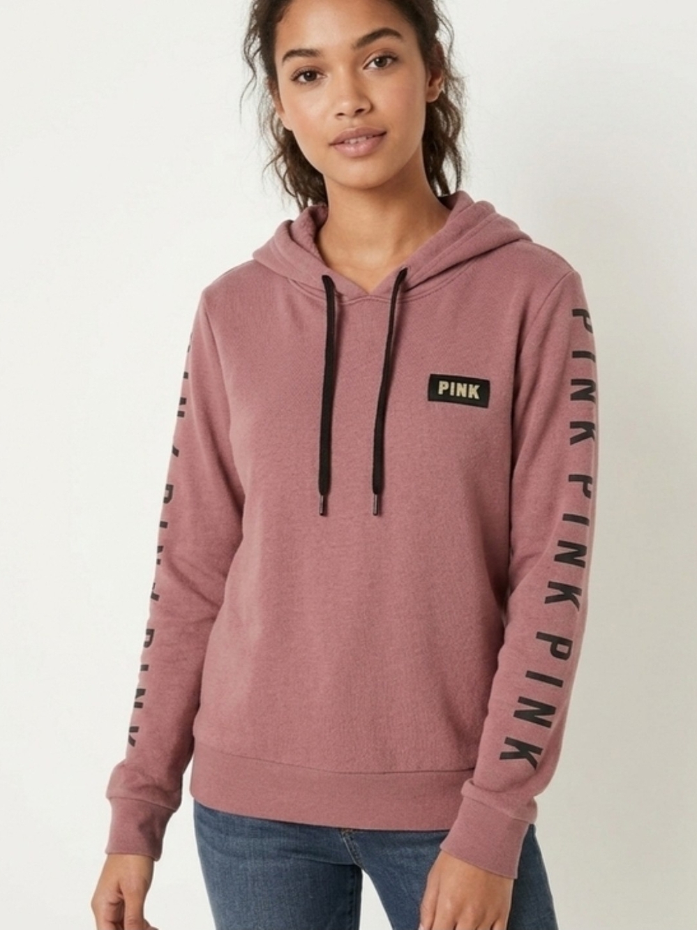 Victoria's Secret PINK Dusty Rose Pullover Hoodie with Black Accents